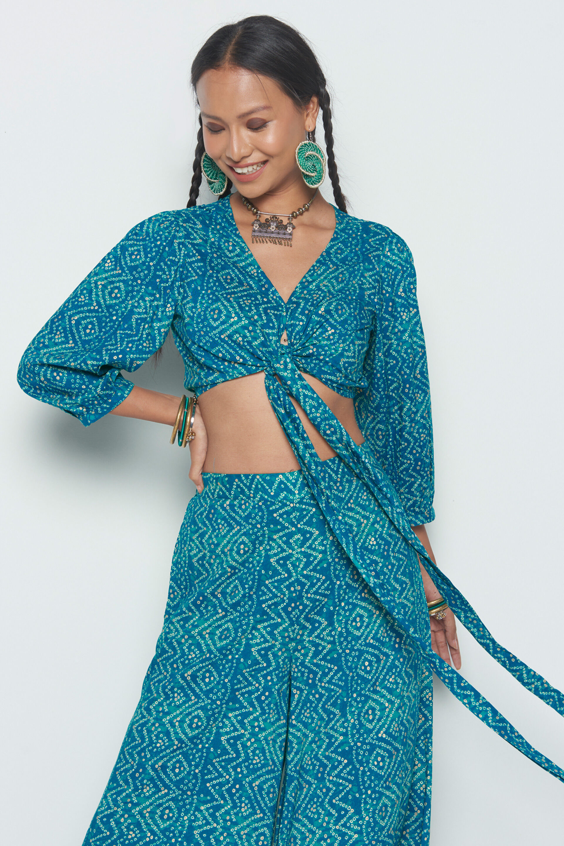 Teal Visose Co-ord Set, Teal, image 3